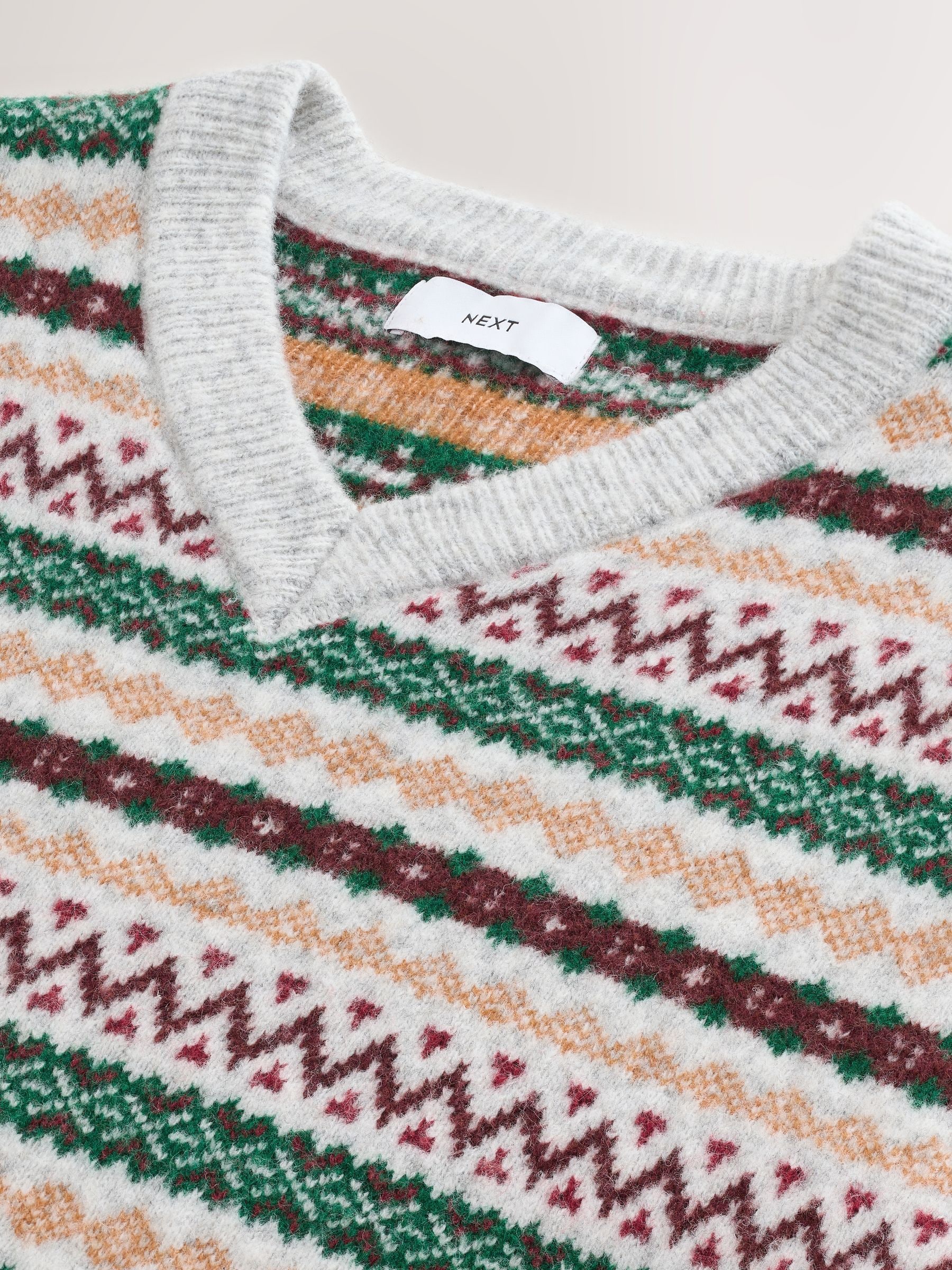 OVY Cotton Wool V-neck Knit Vest Ｌsize Buy Light Grey Multi Relaxed Fit Fairisle Pattern Knitted V-Neck