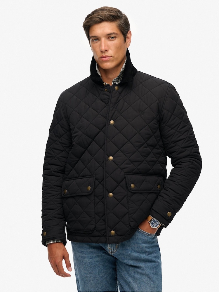 Superdry Black Quilted Estate Coach Jacket - Image 1 of 7
