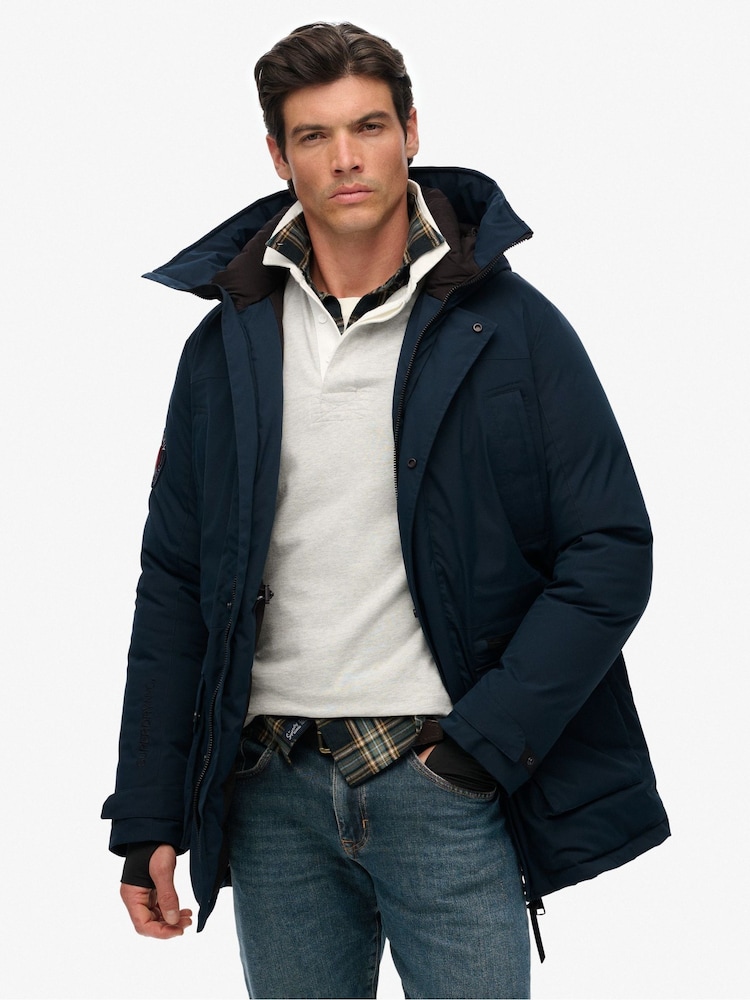 Superdry Blue City Padded Parka Coat - Image 2 of 7 Superdry Blue City Padded Parka Coat - Image 2 of 7