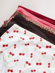 Leopard/Cherry Print High Rise High Leg Microfibre Knickers 5 Pack - Image 7 of 8
