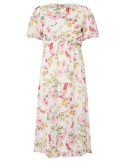 PixieGirl Petite Pink Chiffon Tie Back Midi Dress - Image 6 of 6
