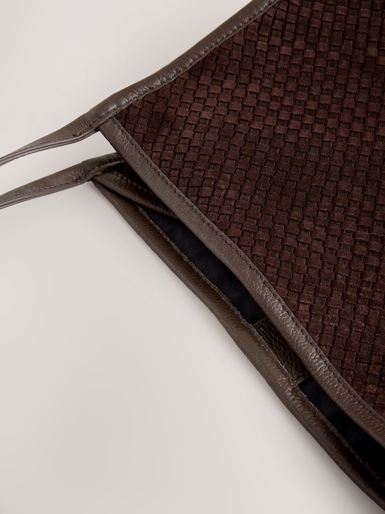 Chocolate Brown Leather Weave Shoulder Bag - Image 5 of 5
