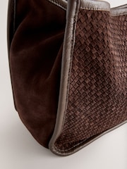 Chocolate Brown Leather Weave Shoulder Bag - Image 7 of 8