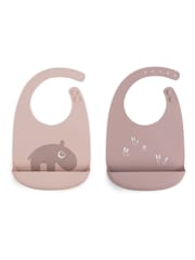 Done by Deer 2 Pack Pink Silicone Ozzo Bibs - Image 1 of 3
