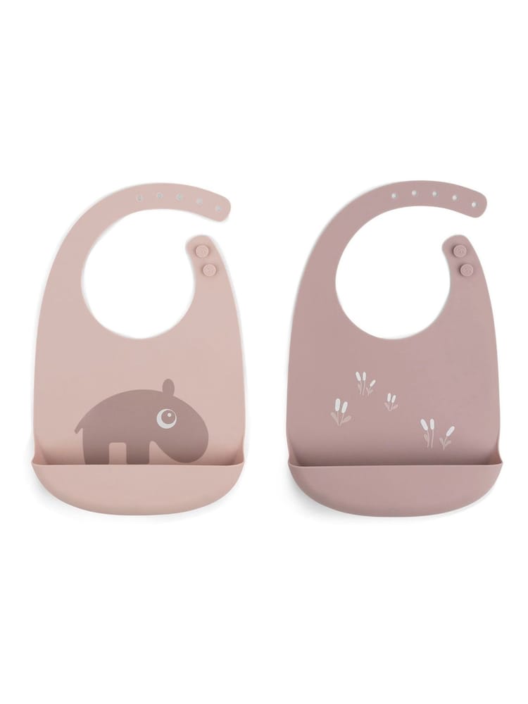 Done by Deer 2 Pack Pink Silicone Ozzo Bibs - Image 1 of 3