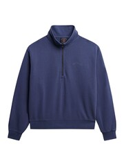 Superdry Blue Essential Logo Garment Dye Half Zip Jumper - Image 5 of 6