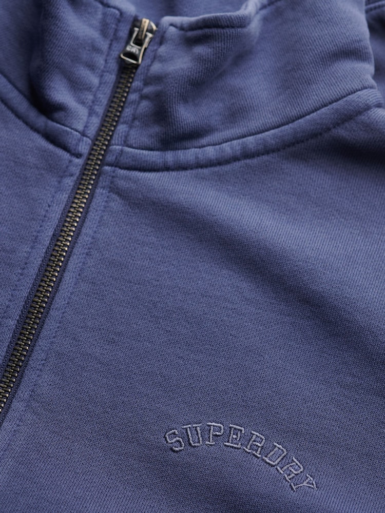 Superdry Blue Essential Logo Garment Dye Half Zip Jumper - Image 6 of 6 Superdry Blue Essential Logo Garment Dye Half Zip Jumper - Image 6 of 6