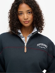Superdry Blue Country Club Tape Henley Jumper - Image 4 of 4