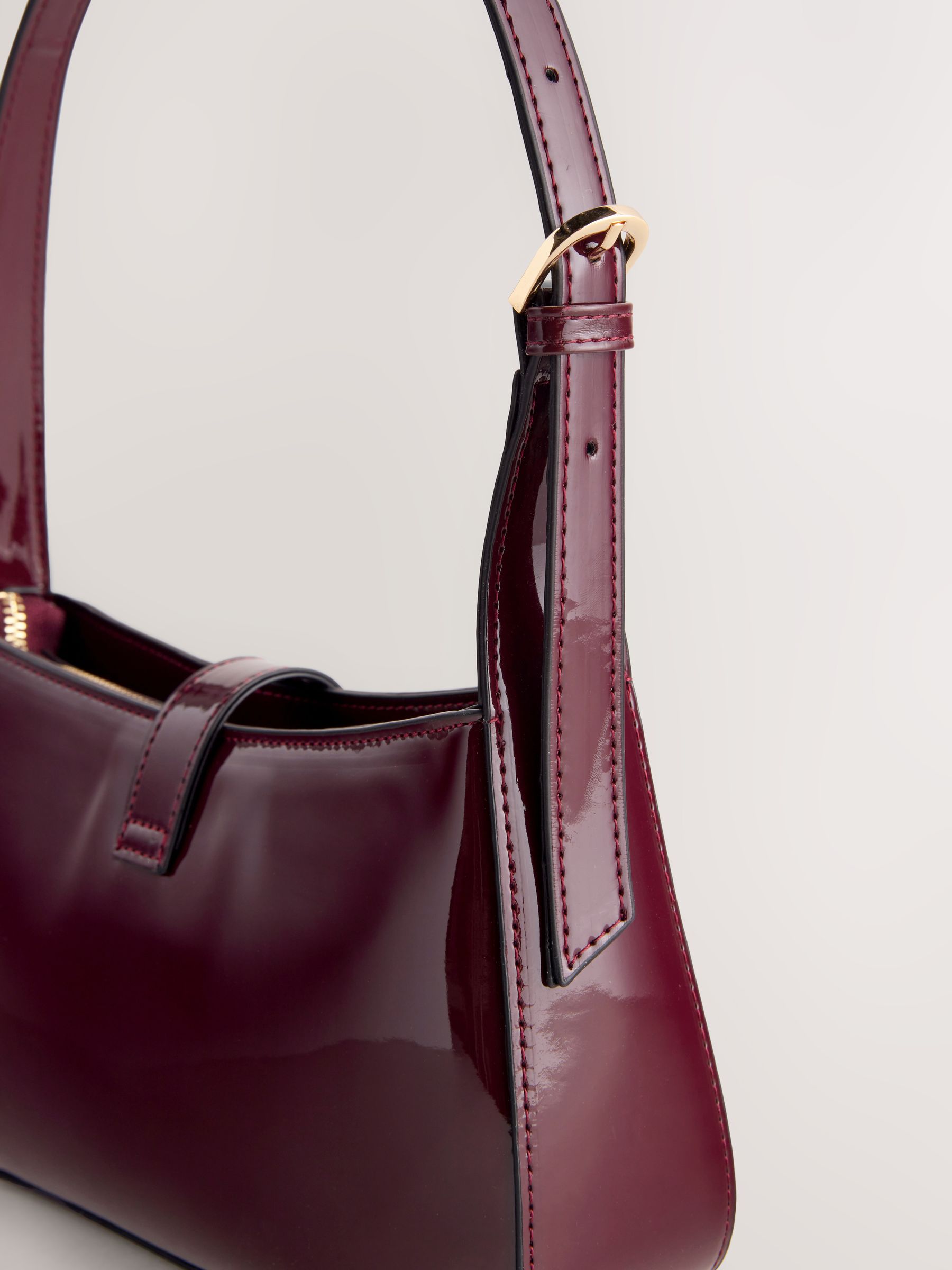 Buy Burgundy Gloss Structured Shoulder Bag from Next Ireland