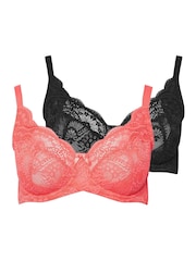 Yours Curve Pink Swirl Lace Underwired Bras 2 Pack - Image 6 of 9