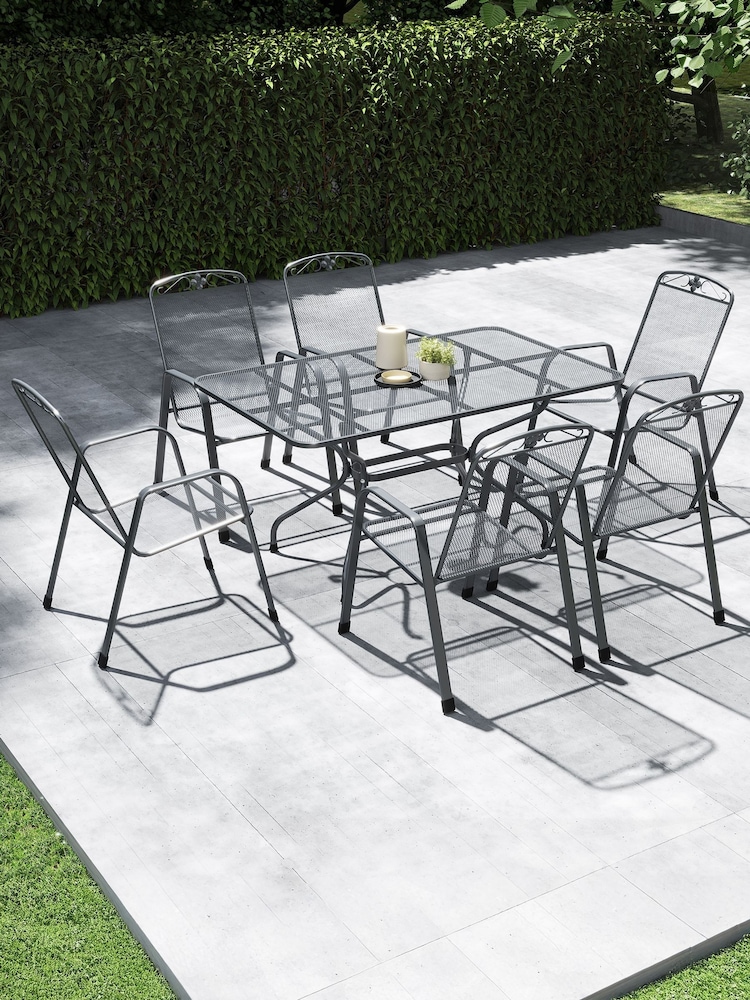 Pacific Grey Savoy Garden Rectangular 6 Seater Dining Table Set - Image 1 of 4