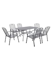Pacific Grey Savoy Garden Rectangular 6 Seater Dining Table Set - Image 4 of 4