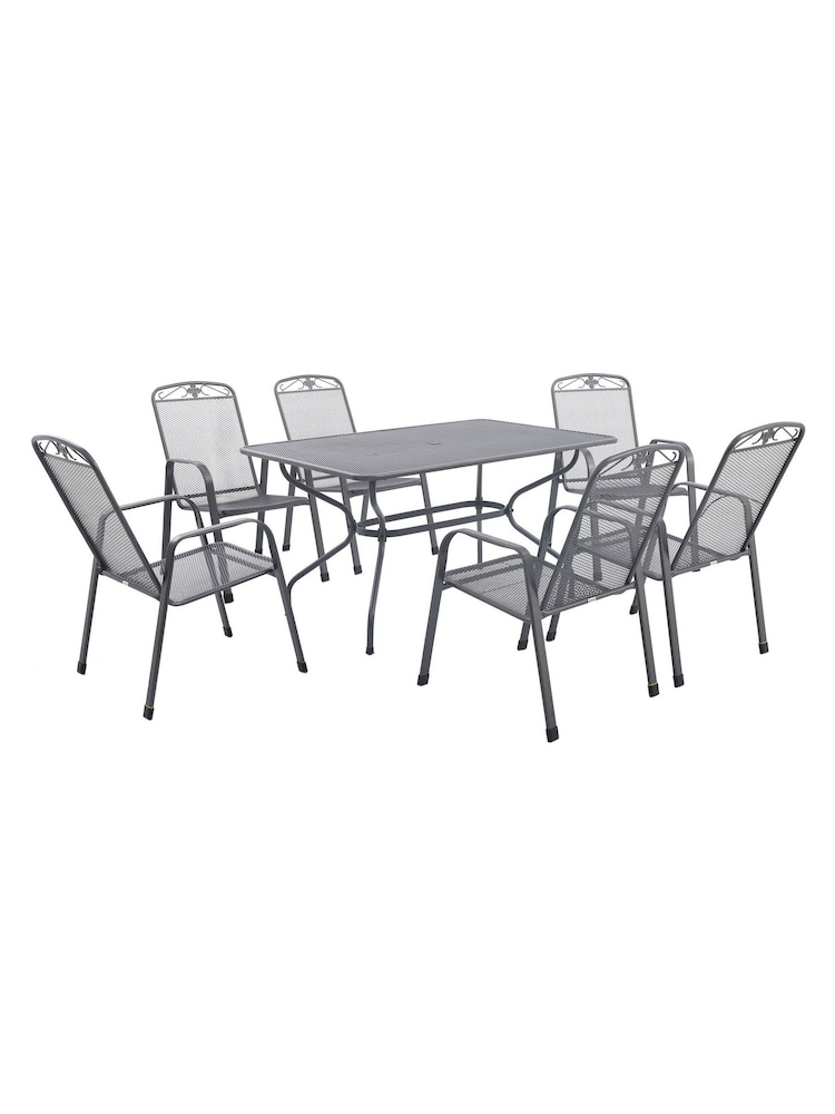 Pacific Grey Savoy Garden Rectangular 6 Seater Dining Table Set - Image 4 of 4