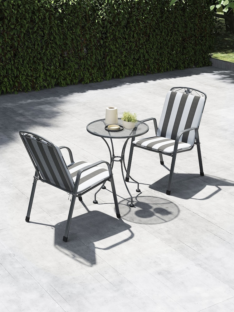 Pacific Grey Savoy Garden Table and Chair Bistro Set with Cushions - Image 1 of 5