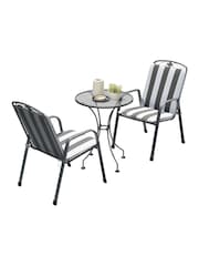 Pacific Grey Savoy Garden Table and Chair Bistro Set with Cushions - Image 2 of 5