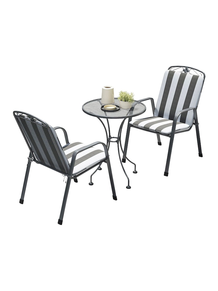 Pacific Grey Savoy Garden Table and Chair Bistro Set with Cushions - Image 2 of 5
