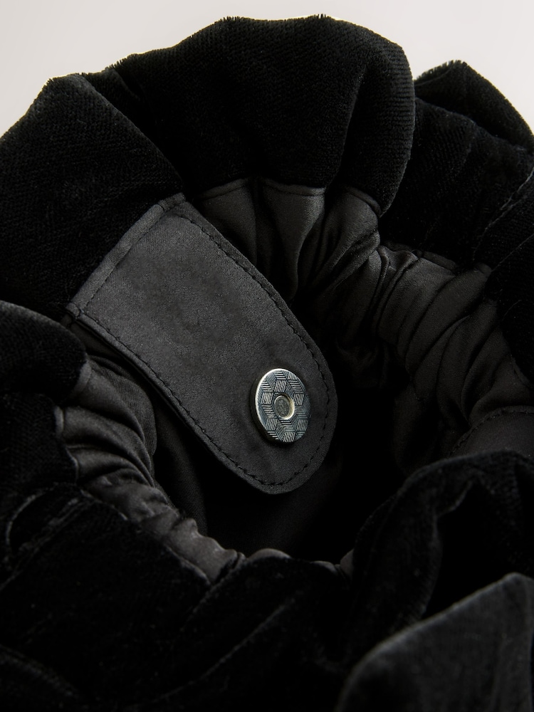 Navy Velvet Bow Detail Hand Held Bag - Image 5 of 5
