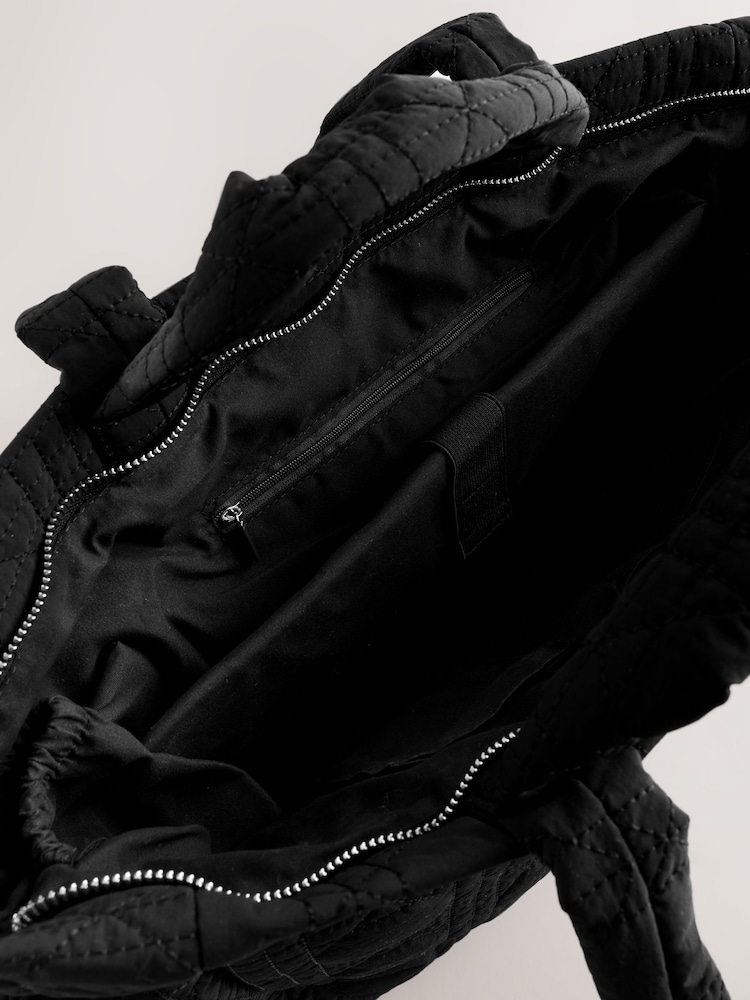 Black Nylon Quilted Shoulder Bag - Image 6 of 6