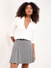Lipsy Grey Check Belted Mini Skirt - Image 1 of 4