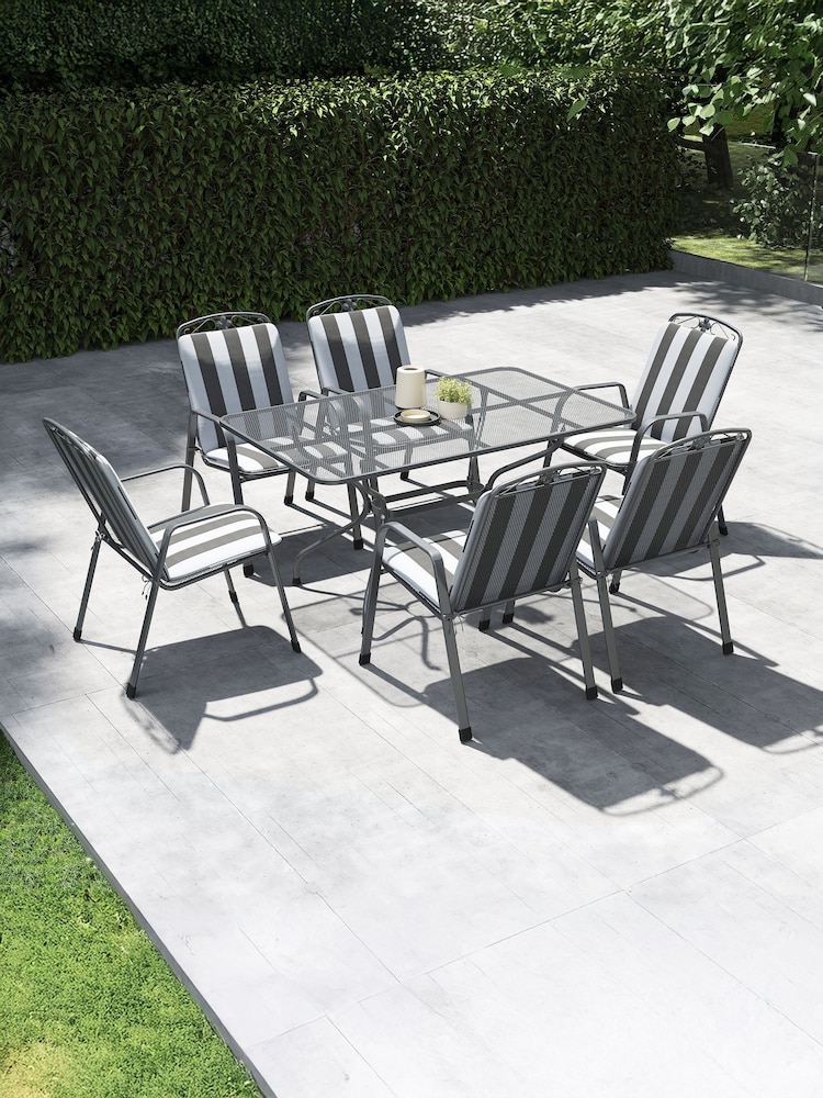 Pacific Grey Savoy Garden Rectangular 6 Seater Dining Table and Cushions - Image 1 of 8