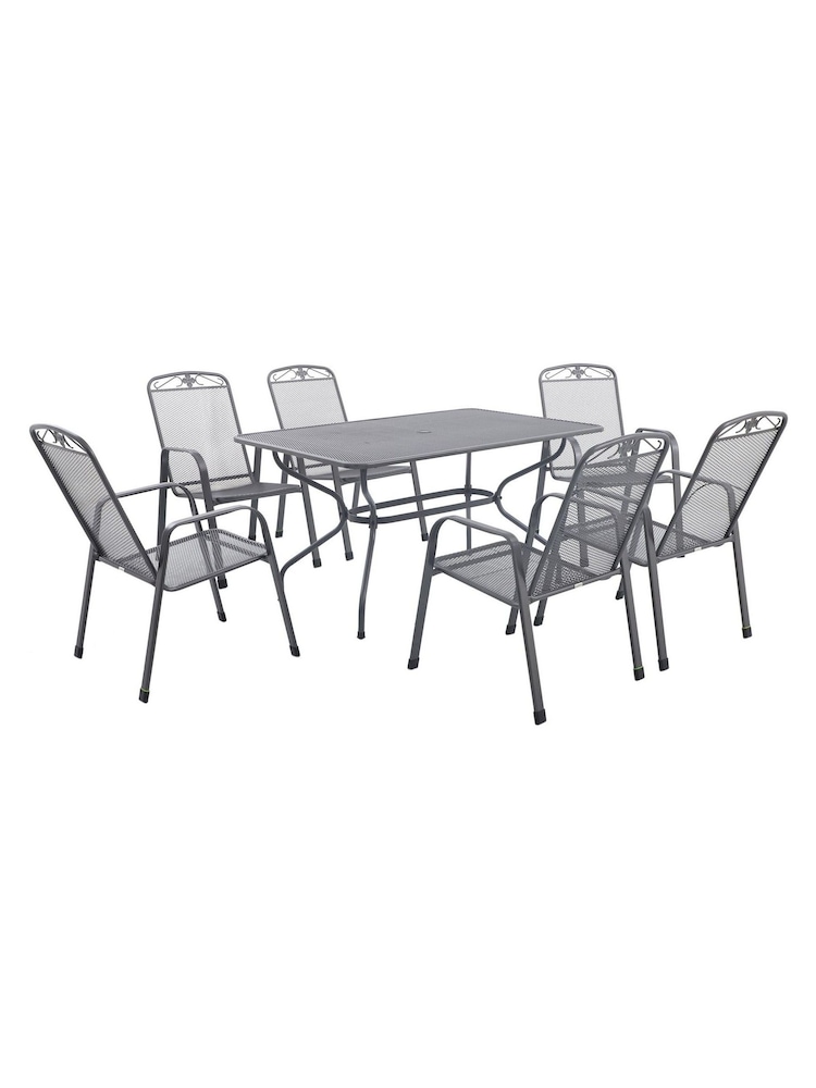 Pacific Grey Savoy Garden Rectangular 6 Seater Dining Table and Cushions - Image 2 of 8