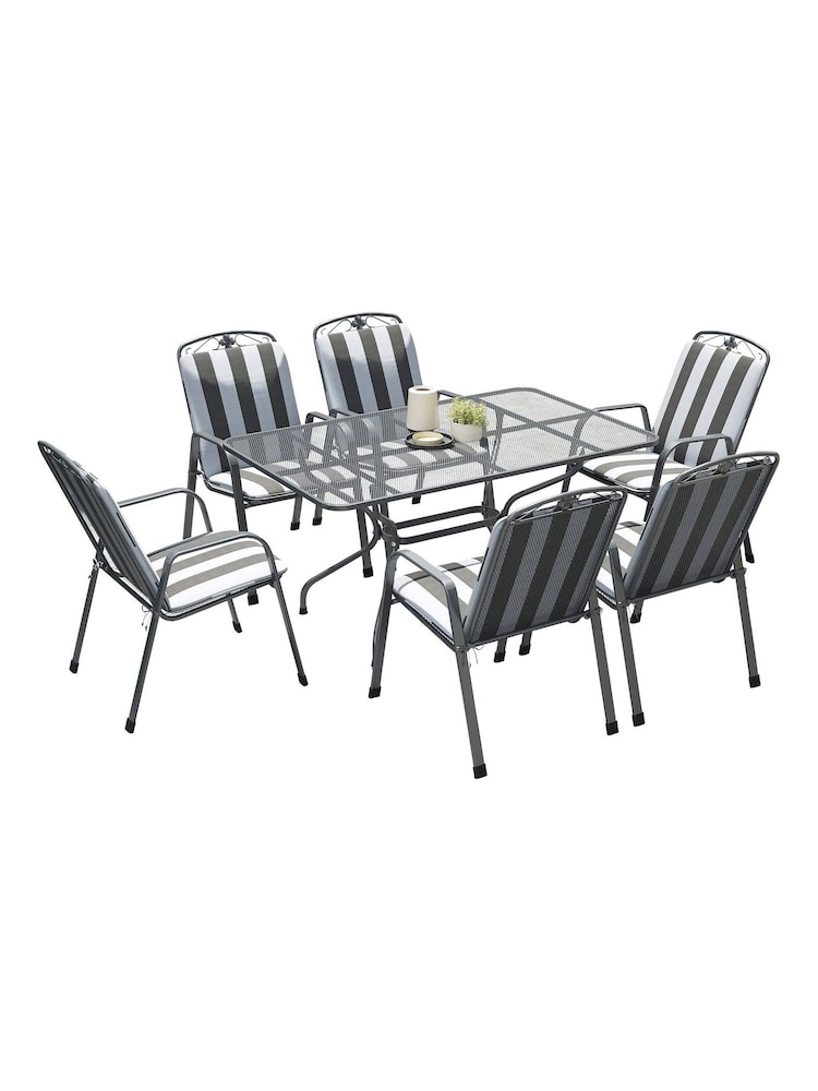 Pacific Grey Savoy Garden Rectangular 6 Seater Dining Table and Cushions - Image 8 of 8