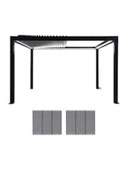 Pacific Dark Grey Electric Garden Pergola with LED and Louvre Panels - Image 3 of 10