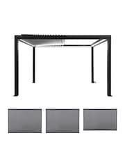 Pacific Dark Grey Electric Garden Pergola with LED and Blinds - Image 8 of 9