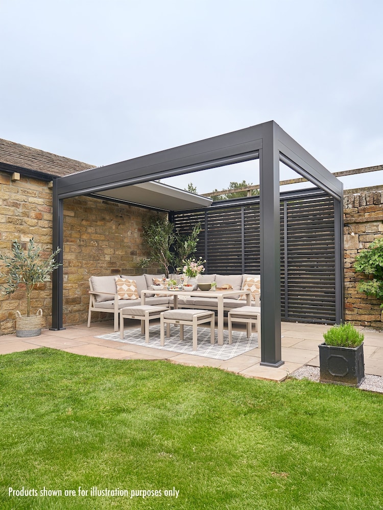 Pacific Dark Grey Electric Garden Pergola with LED and Blinds - Image 1 of 10