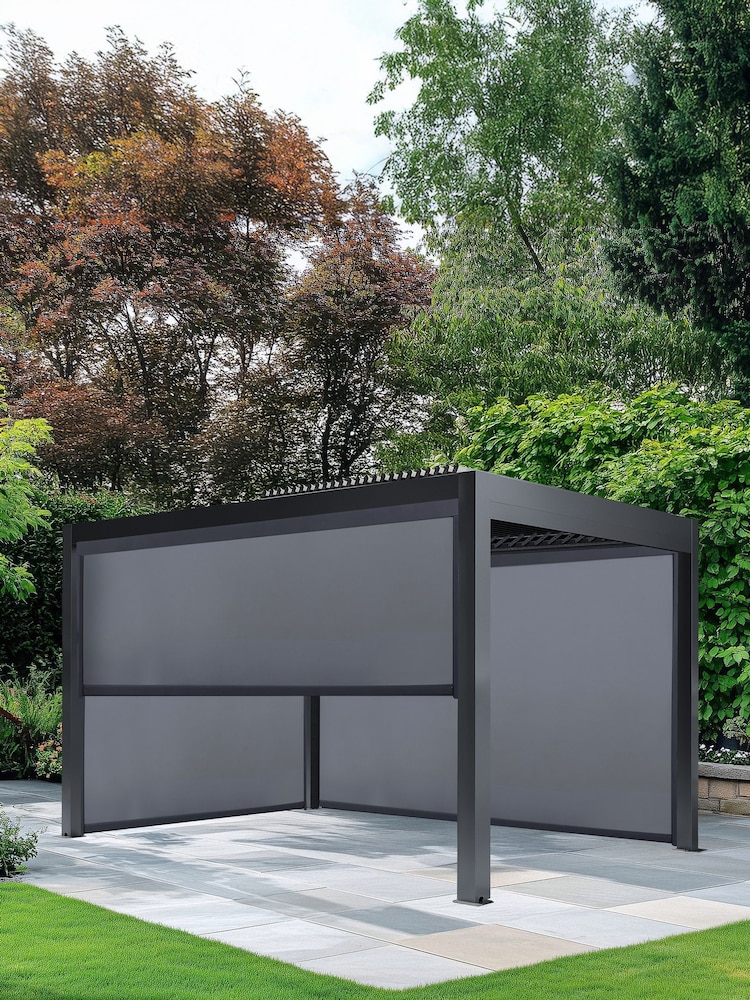 Pacific Dark Grey Electric Garden Pergola with LED and Blinds - Image 2 of 10