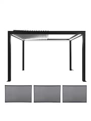 Pacific Dark Grey Electric Garden Pergola with LED and Blinds - Image 8 of 10