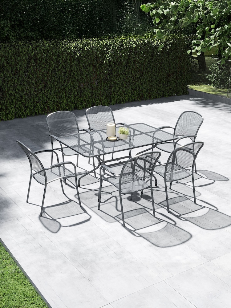 Pacific Grey Carlo Rectangular Garden 6 Seater Dining Table Set - Image 1 of 4