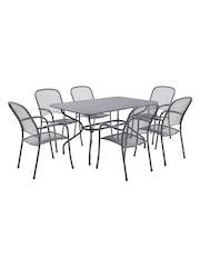 Pacific Grey Carlo Rectangular Garden 6 Seater Dining Table Set - Image 2 of 4