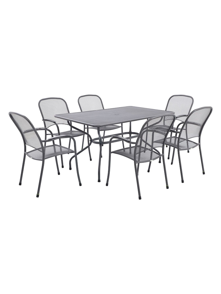 Pacific Grey Carlo Rectangular Garden 6 Seater Dining Table Set - Image 2 of 4