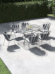 Pacific Grey Elegance Garden Rectangular 6 Seater Dining Table Set - Image 1 of 4