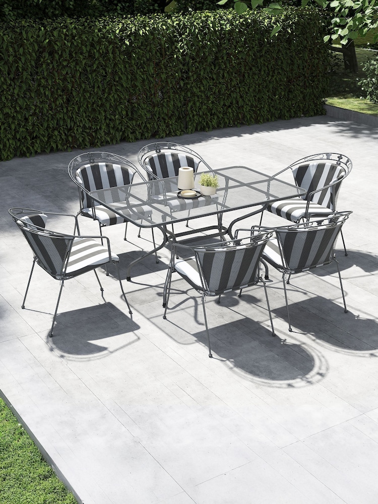 Pacific Grey Elegance Garden Rectangular 6 Seater Dining Table Set - Image 1 of 4
