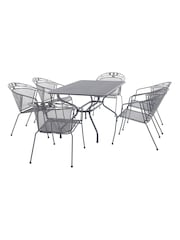 Pacific Grey Elegance Garden Rectangular 6 Seater Dining Table Set - Image 4 of 4