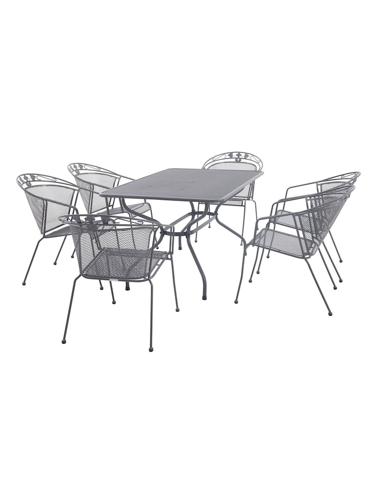 Pacific Grey Elegance Garden Rectangular 6 Seater Dining Table Set - Image 4 of 4