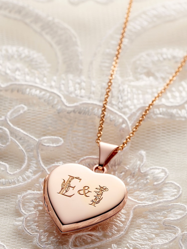 Posh Totty Designs Gold Tone Floral Print Heart Locket Necklace - Image 1 of 4