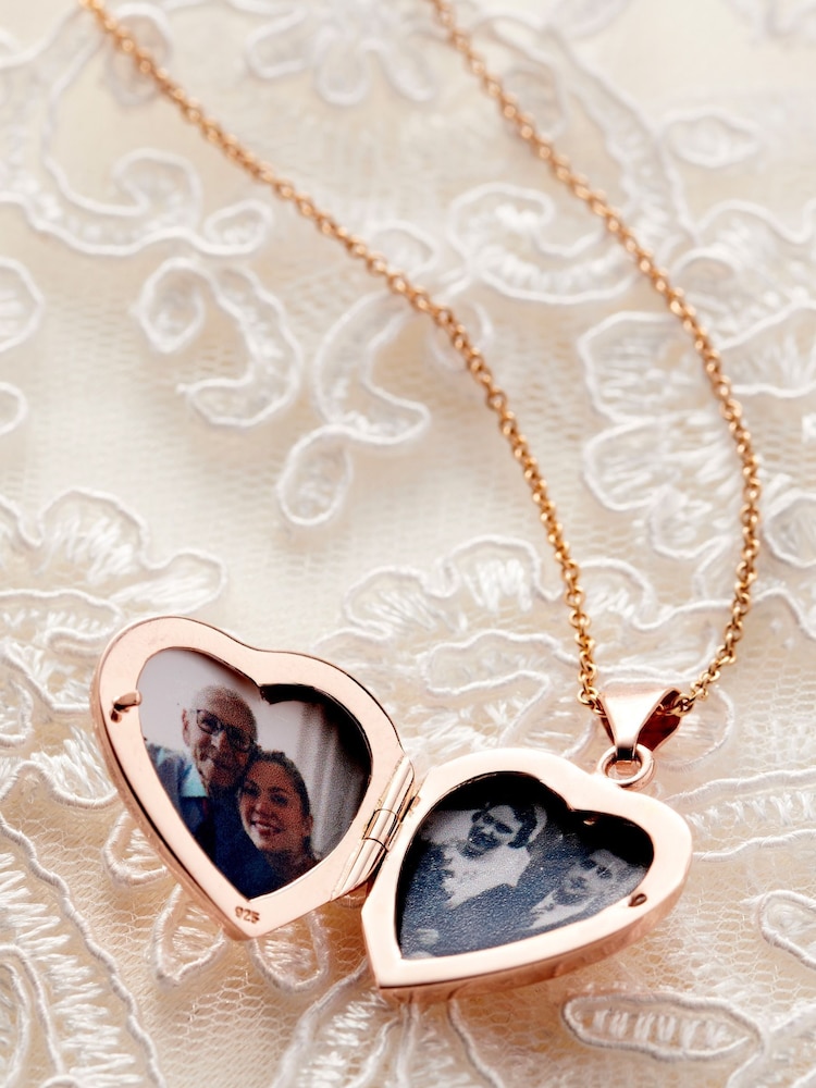 Posh Totty Designs Gold Tone Floral Print Heart Locket Necklace - Image 2 of 4