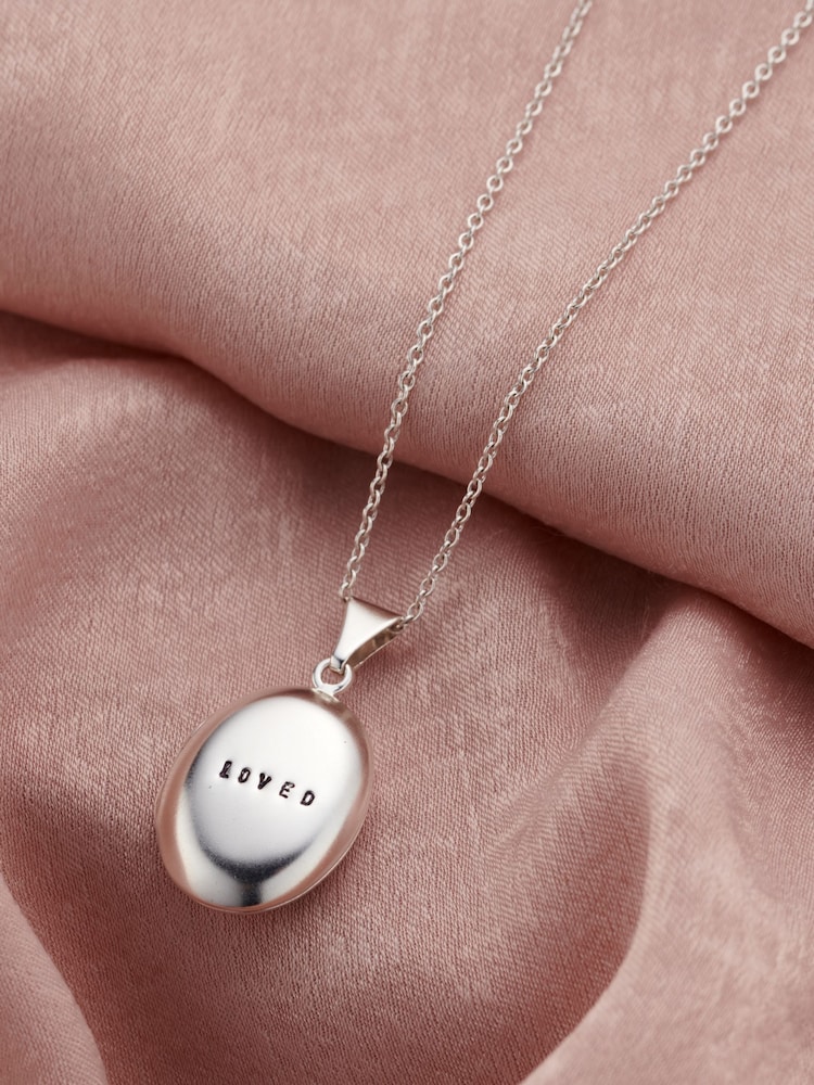 Small Personalised Oval Locket Necklace By Posh Totty Designs - Image 1 of 4 Small Personalised Oval Locket Necklace By Posh Totty Designs - Image 1 of 4
