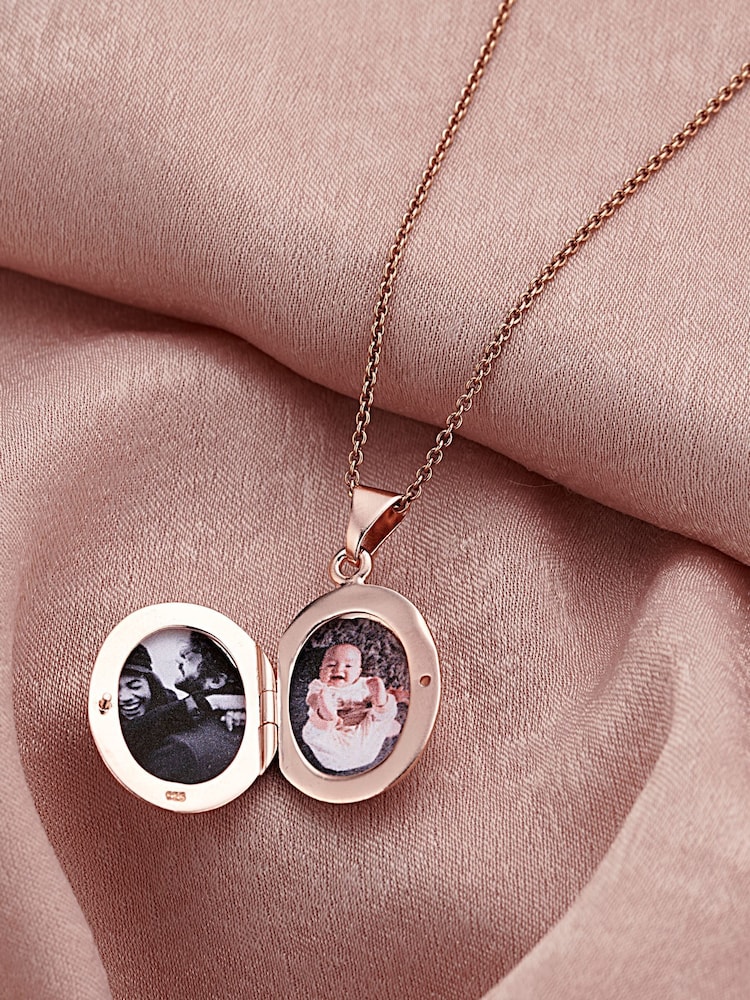 Small Personalised Oval Locket Necklace By Posh Totty Designs - Image 2 of 4