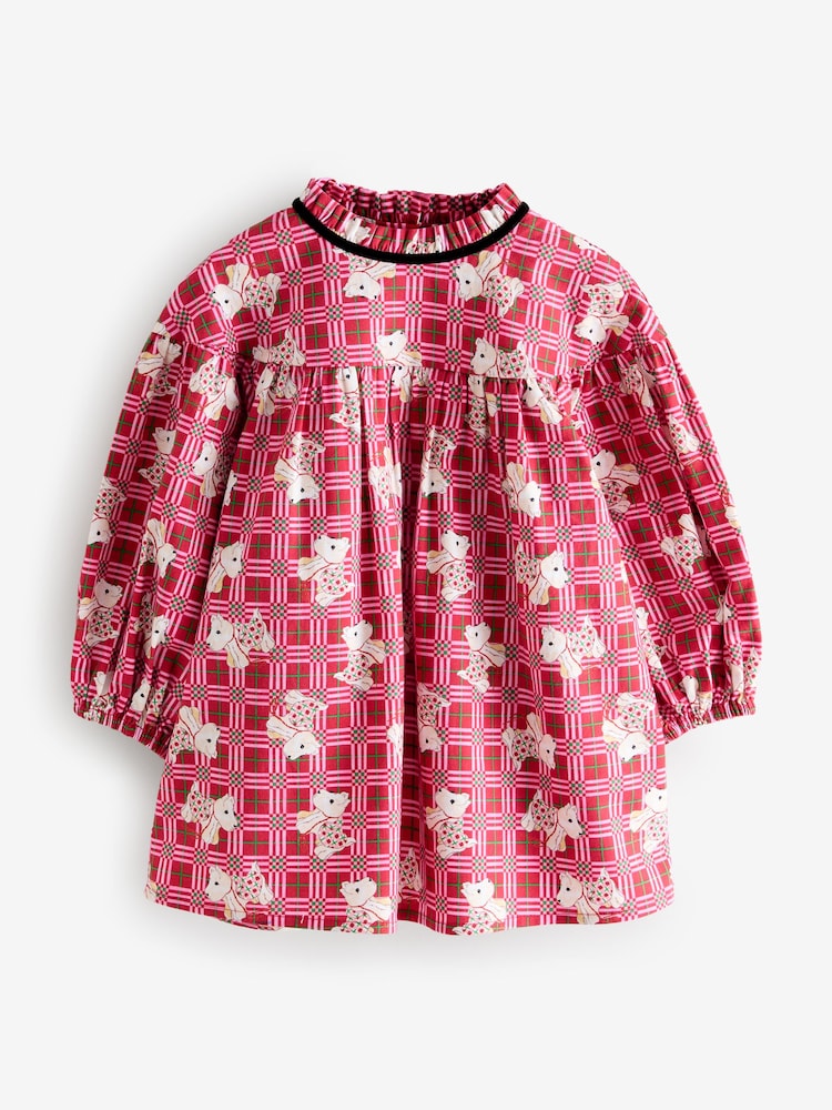 Cath Kidston Red Check Long Sleeve Dress (3mths-8yrs) - Image 1 of 10