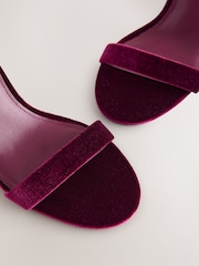 Berry Red Velvet Standard/Wide Fit Block Heel Sandals - Image 3 of 5