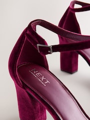 Berry Red Velvet Standard/Wide Fit Block Heel Sandals - Image 5 of 5