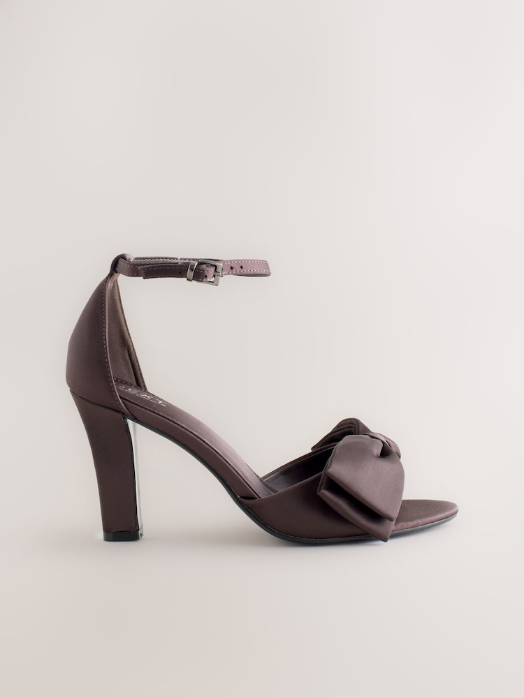 Chocolate Brown Forever Comfort® Satin Bow Block Heeled Sandals - Image 10 of 10 Chocolate Brown Forever Comfort® Satin Bow Block Heeled Sandals - Image 10 of 10