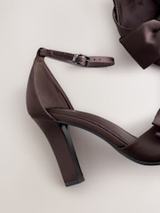 Chocolate Brown Forever Comfort® Satin Bow Block Heeled Sandals - Image 8 of 10