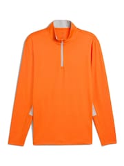 Puma Orange Mens Pure 2.0 Golf Quarter-Zip Top - Image 1 of 2