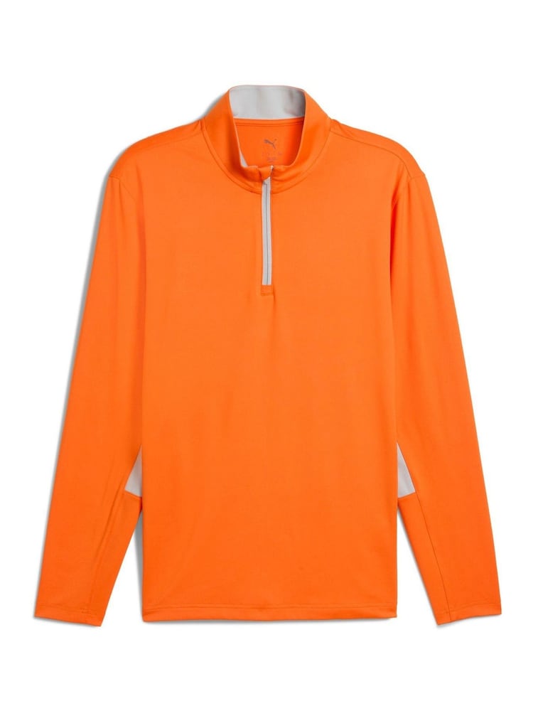 Puma Orange Mens Pure 2.0 Golf Quarter-Zip Top - Image 1 of 2