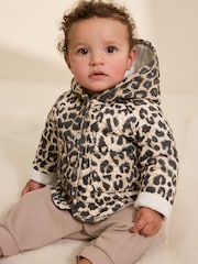 smALLSAINTS Leopard Quilted Baby Girls Jacket - Image 1 of 7